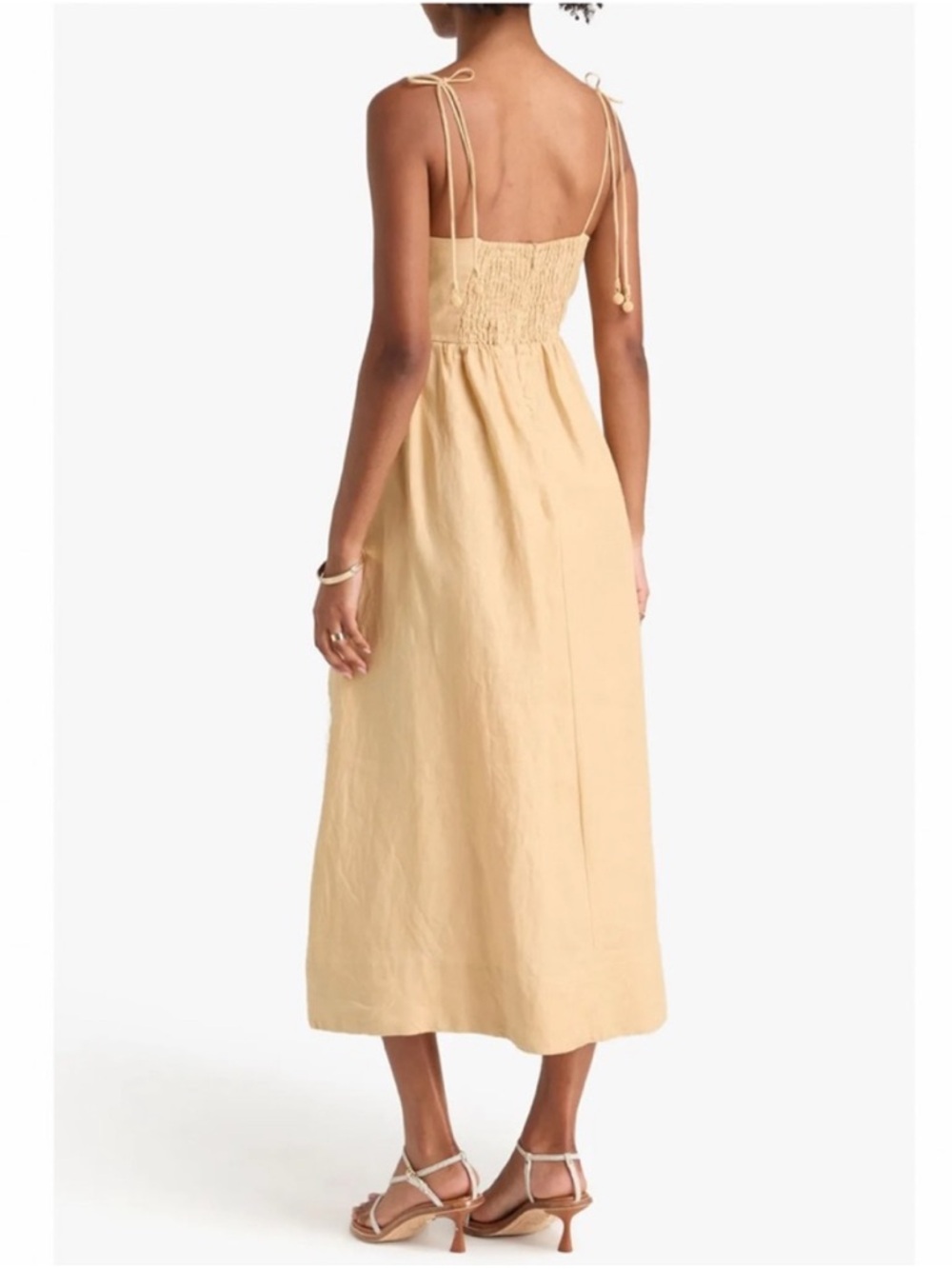 NWT Caroline Constas Yellow Floral Crochet Linen Blend Dress Size Medium - Picture 2 of 4